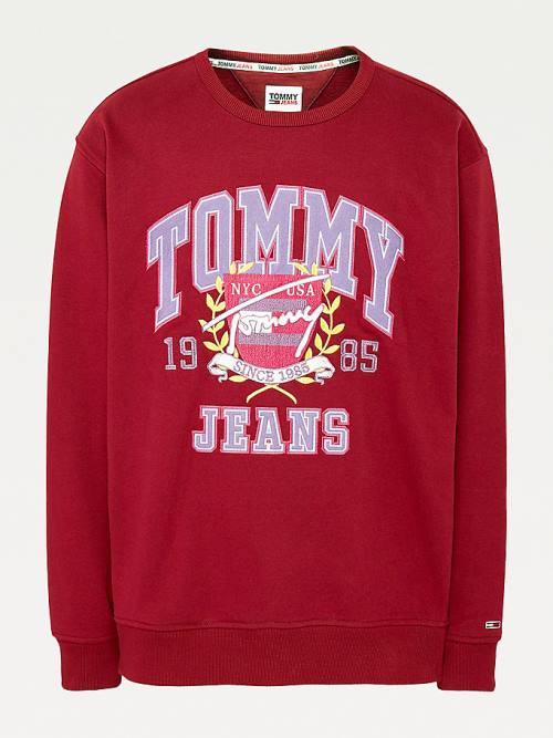 Tommy Hilfiger Plus Logo Fleece Moški Pulover Rdeča | TH140SZV