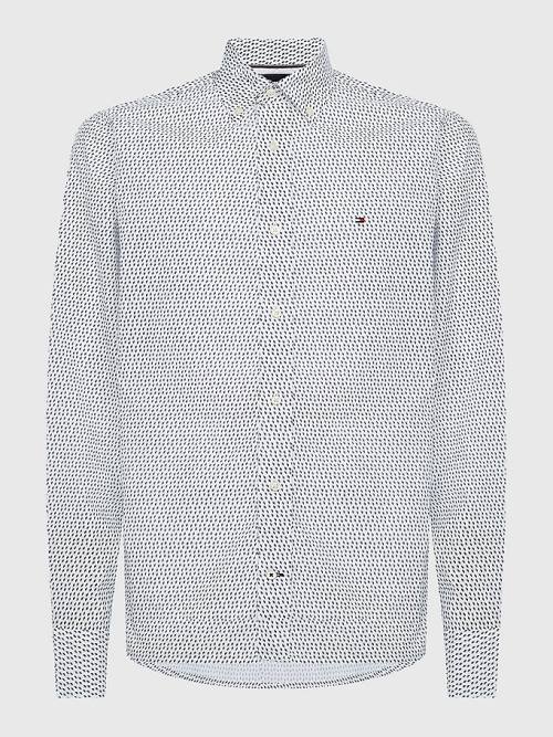 Tommy Hilfiger Plus Micro Print Poplin Regular Fit Moški Srajce Bela | TH127FLQ