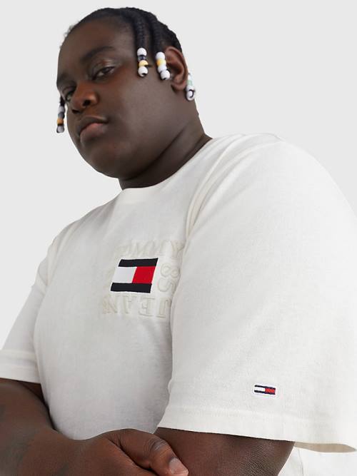 Tommy Hilfiger Plus Organic Cotton Boxy Moški Majice Bela | TH481SJM
