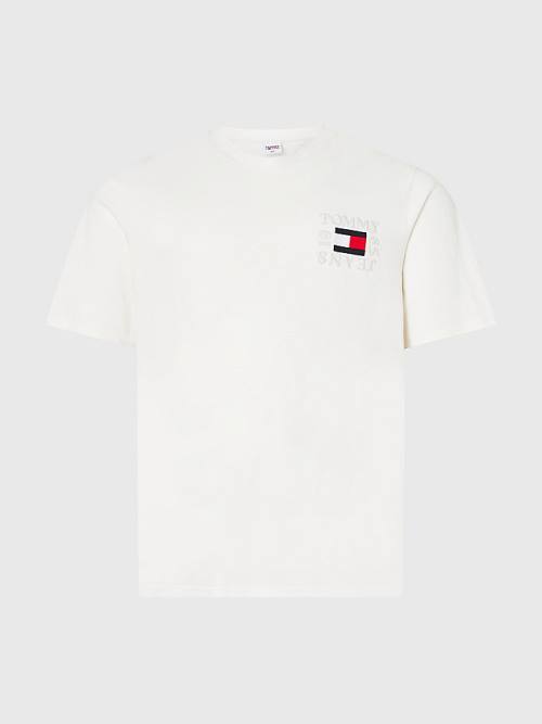 Tommy Hilfiger Plus Organic Cotton Boxy Moški Majice Bela | TH481SJM