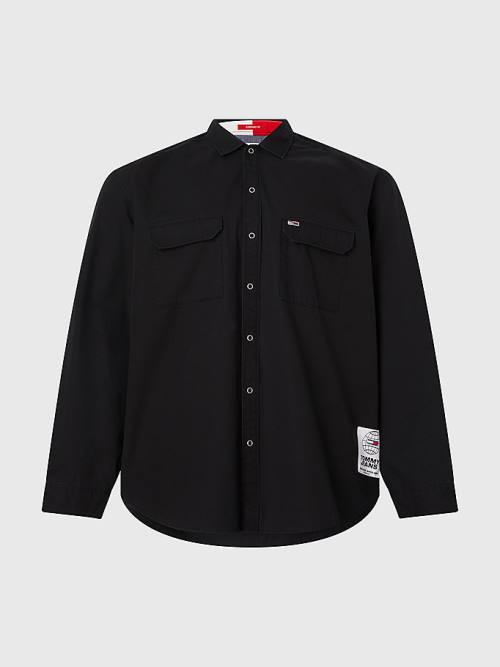 Tommy Hilfiger Plus Organic Cotton Twill Overshirt Moški Srajce Črna | TH206ZJM
