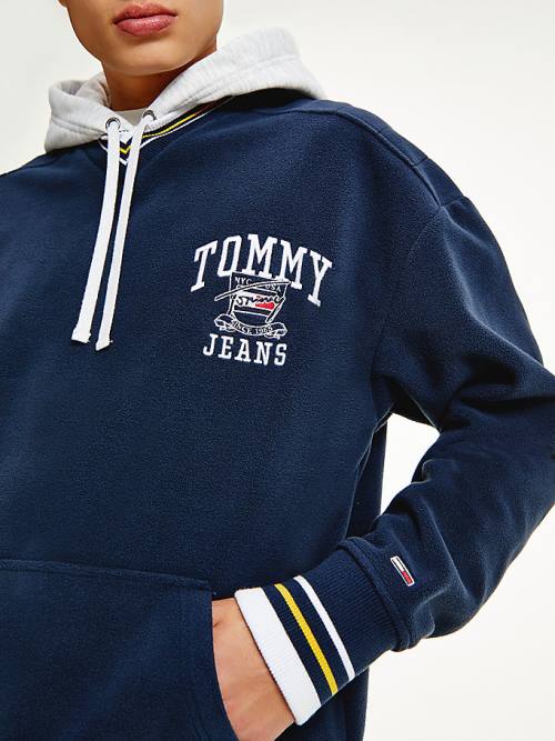 Tommy Hilfiger Polar Fleece V-Neck Moški Pulover s kapuco Modra | TH908YEN