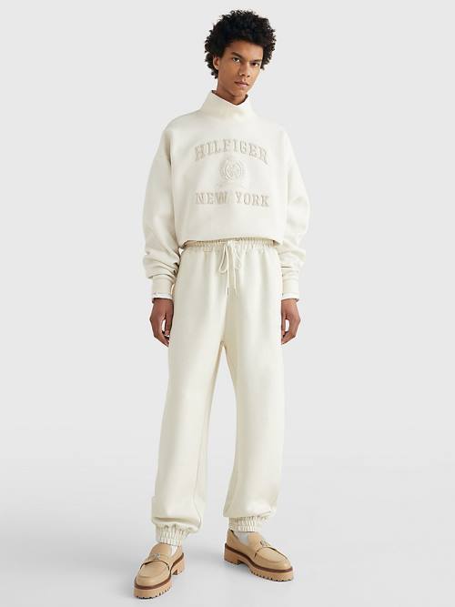 Tommy Hilfiger Prep Crest Embroidery Relaxed Fit Joggers Moški Hlače Bela | TH126CSH