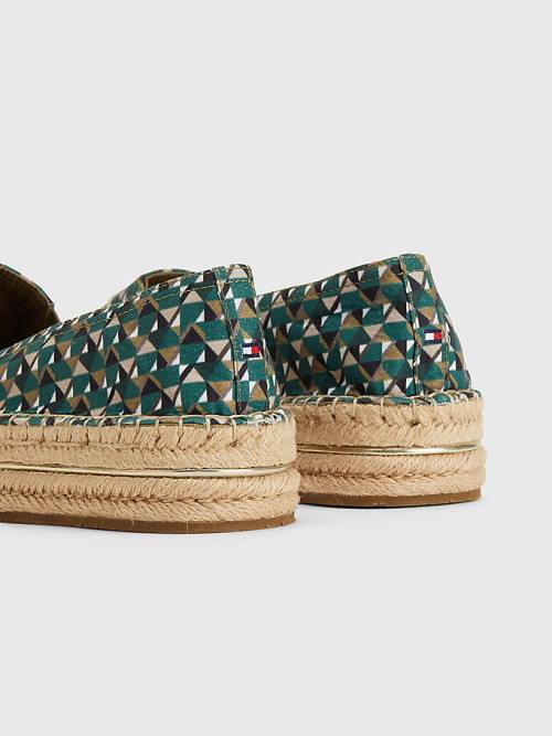 Tommy Hilfiger Printed Signature Logo Espadrilles Ženske Loafers Zelena | TH249UGO