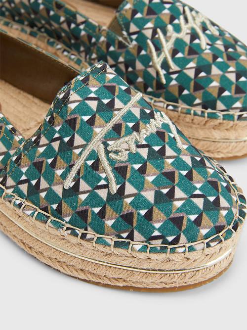 Tommy Hilfiger Printed Signature Logo Espadrilles Ženske Loafers Zelena | TH249UGO