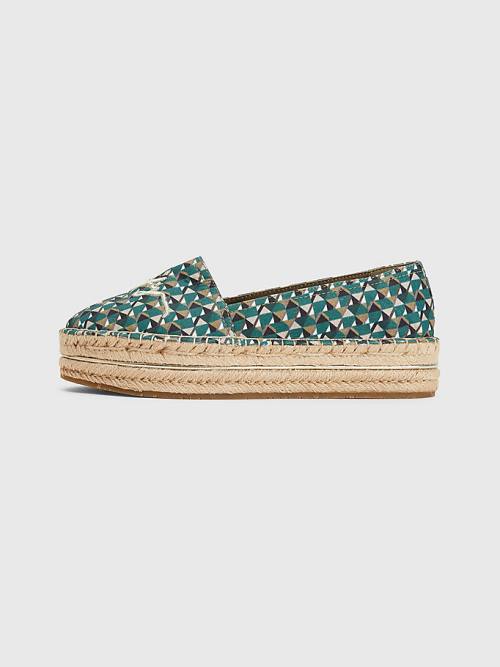 Tommy Hilfiger Printed Signature Logo Espadrilles Ženske Loafers Zelena | TH249UGO