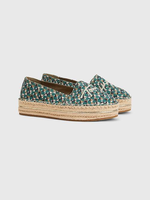 Tommy Hilfiger Printed Signature Logo Espadrilles Ženske Loafers Zelena | TH249UGO