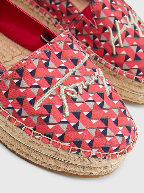 Tommy Hilfiger Printed Signature Logo Espadrilles Ženske Loafers Roza | TH271XJY