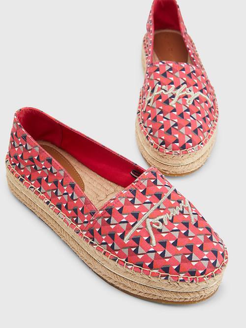 Tommy Hilfiger Printed Signature Logo Espadrilles Ženske Loafers Roza | TH271XJY