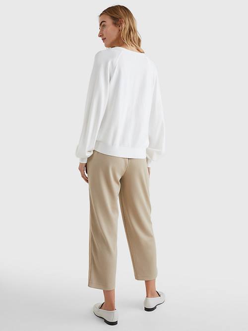 Tommy Hilfiger Puff Sleeve Relaxed Fit Cardigan Ženske Puloverji Bela | TH367CWJ