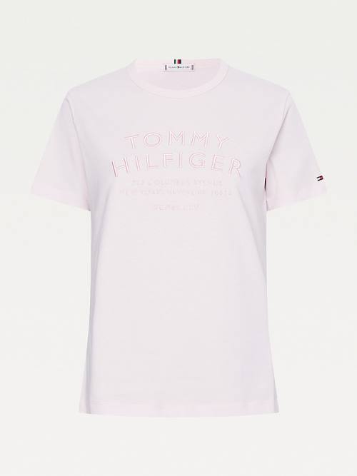 Tommy Hilfiger Pure Organic Cotton Embroidery Ženske Majice Roza | TH920KFR