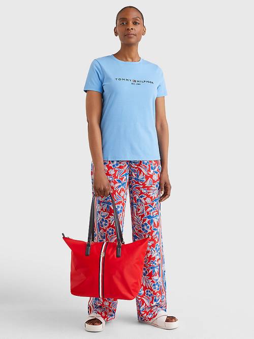 Tommy Hilfiger Pure Organic Cotton Logo Ženske Majice Modra | TH852AWX