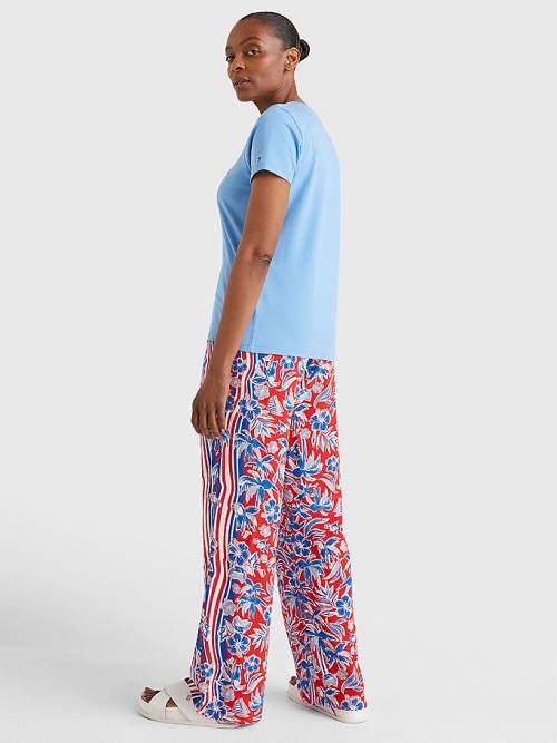 Tommy Hilfiger Pure Organic Cotton Logo Ženske Majice Modra | TH852AWX