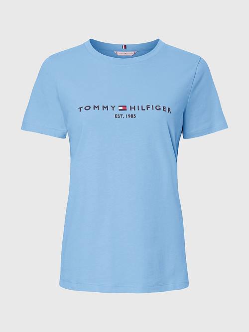 Tommy Hilfiger Pure Organic Cotton Logo Ženske Majice Modra | TH852AWX