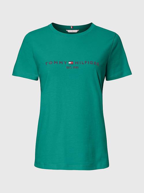 Tommy Hilfiger Pure Organic Cotton Logo Ženske Majice Zelena | TH971TZN