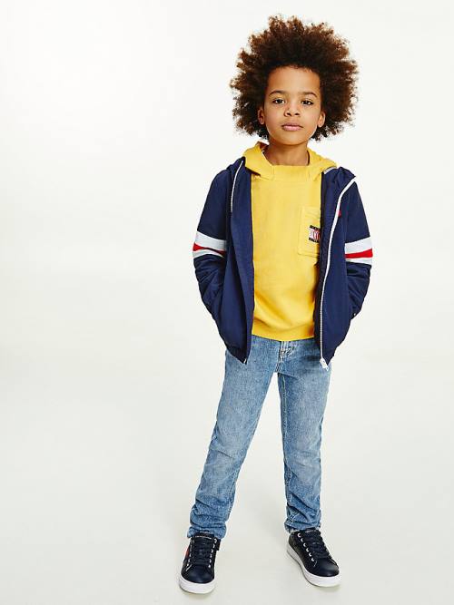 Tommy Hilfiger Recycled Colour-Blocked Padded Dekleta Jakne Modra | TH014RYG