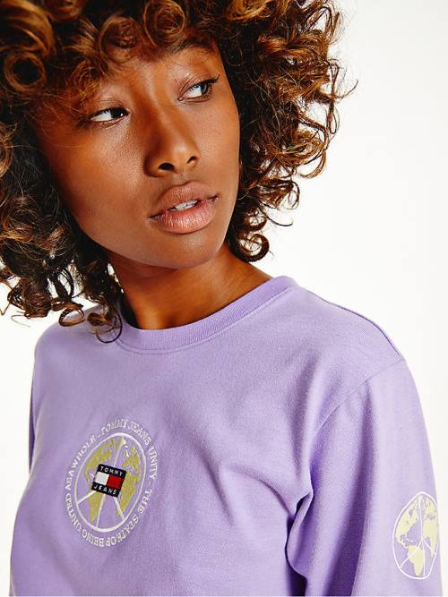 Tommy Hilfiger Recycled Cropped Fit Long Sleeve Ženske Majice Vijolična | TH749QOK