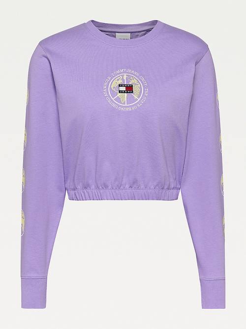 Tommy Hilfiger Recycled Cropped Fit Long Sleeve Ženske Majice Vijolična | TH749QOK