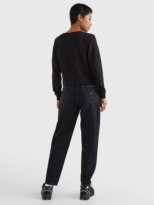 Tommy Hilfiger Recycled Long Sleeve Badge Ženske Majice Črna | TH829LMR