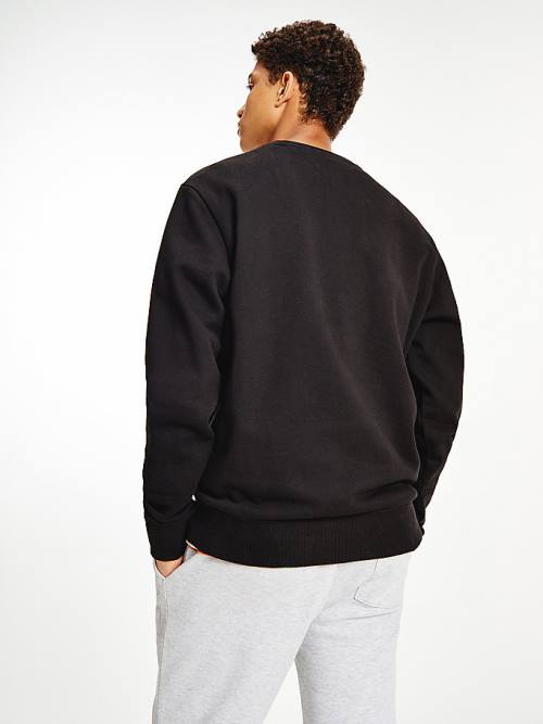 Tommy Hilfiger Recycled Signature Logo Relaxed Moški Pulover Črna | TH308OJB
