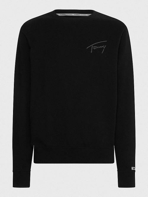 Tommy Hilfiger Recycled Signature Logo Relaxed Moški Pulover Črna | TH308OJB
