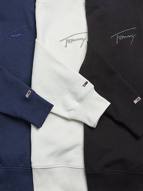 Tommy Hilfiger Recycled Signature Logo Relaxed Moški Pulover Črna | TH308OJB