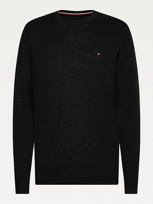 Tommy Hilfiger Regular Fit Crew Neck Jumper Moški Puloverji Črna | TH203FPG