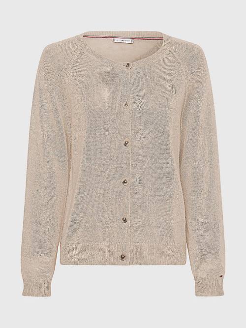 Tommy Hilfiger Relaxed Fit Cardigan Ženske Puloverji Bež | TH905SLK