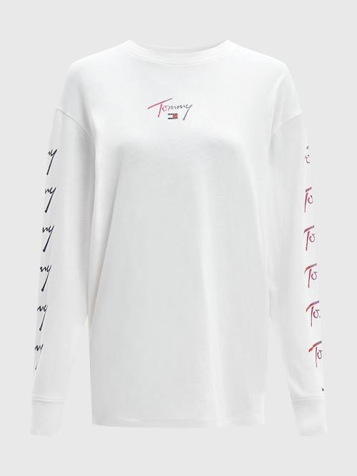 Tommy Hilfiger Relaxed Fit Long Sleeve Ombre Ženske Majice Bela | TH407GDY