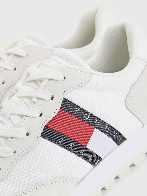 Tommy Hilfiger Retro Mixed Texture Runner Ženske Superge Bela | TH610HYQ