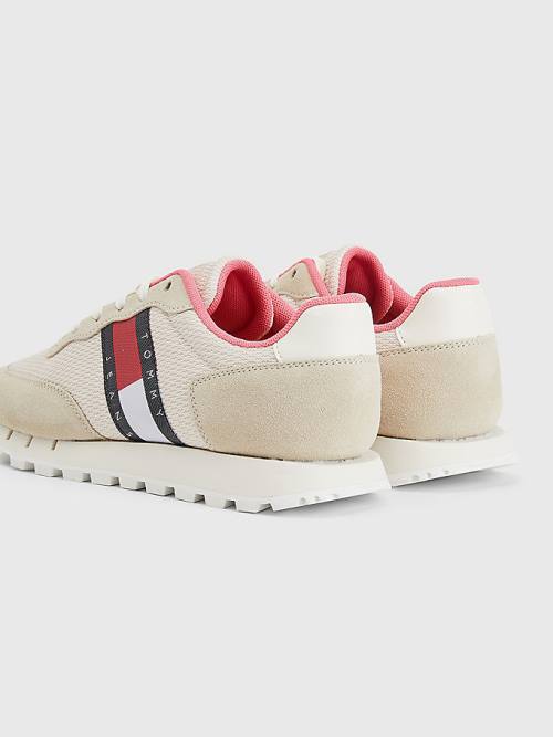 Tommy Hilfiger Retro Mixed Texture Runner Ženske Superge Bež | TH693XBL