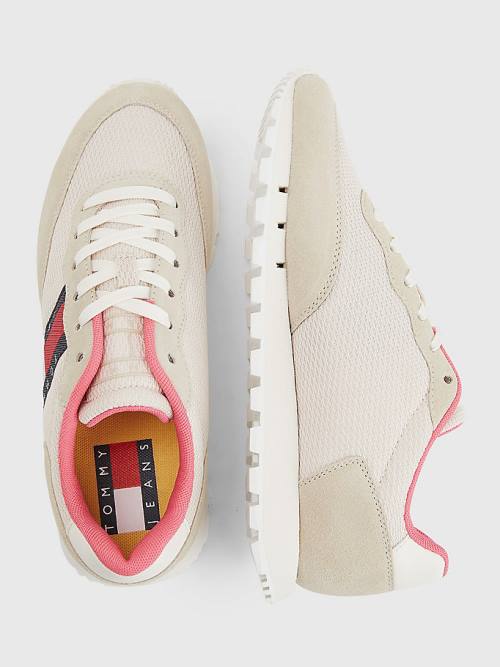 Tommy Hilfiger Retro Mixed Texture Runner Ženske Superge Bež | TH693XBL