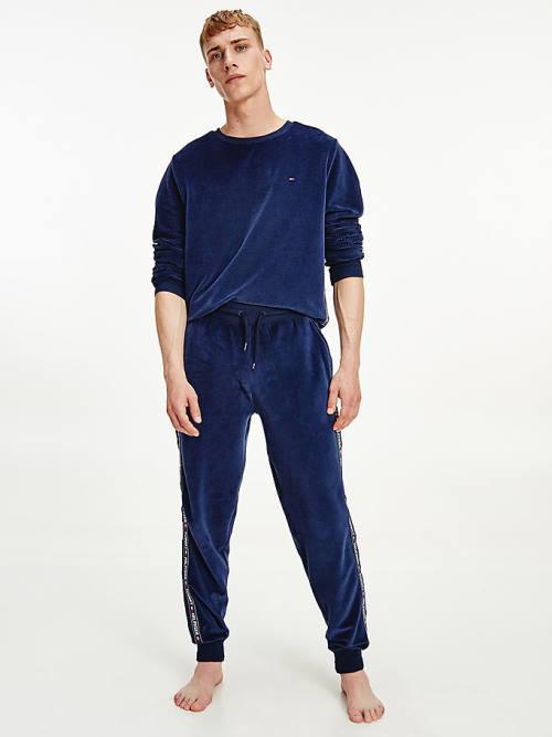 Tommy Hilfiger Ribbed Texture Joggers Moški Pižama Modra | TH278BVD