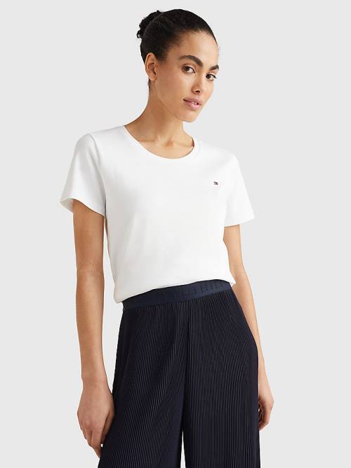 Tommy Hilfiger Round Neck Slim Fit Ženske Majice Bela | TH654TAW
