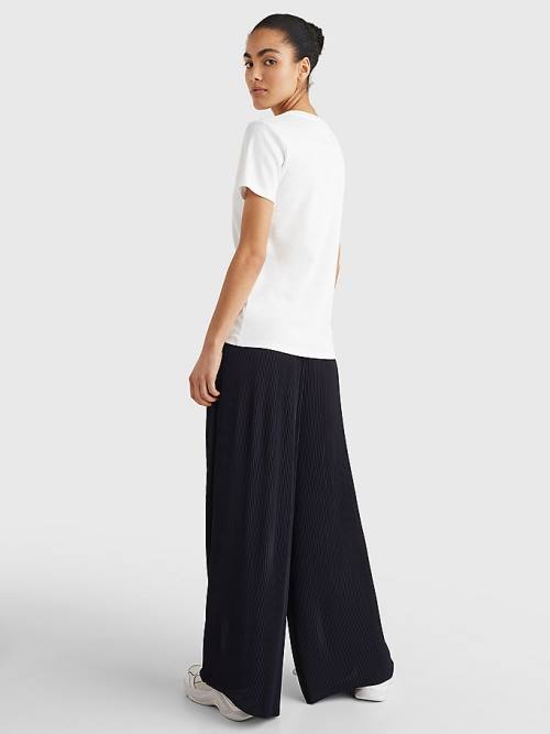 Tommy Hilfiger Round Neck Slim Fit Ženske Majice Bela | TH654TAW