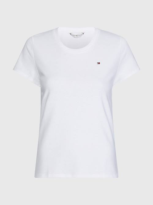 Tommy Hilfiger Round Neck Slim Fit Ženske Majice Bela | TH654TAW