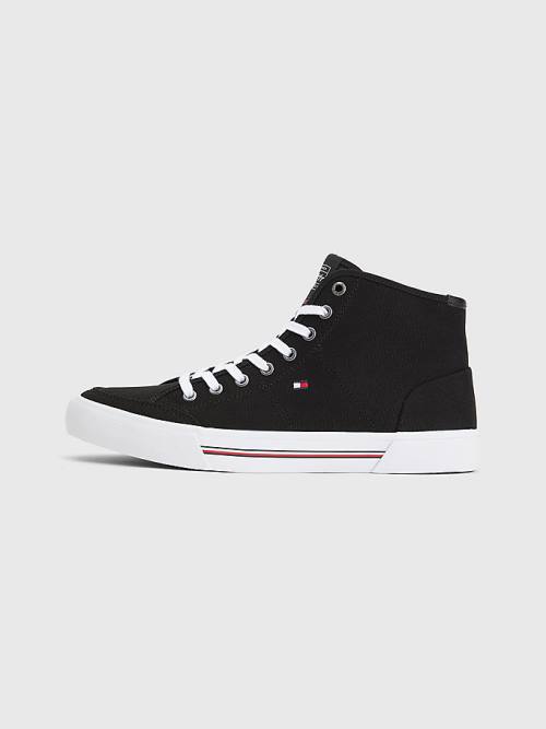 Tommy Hilfiger Signature Canvas Mid-Top Moški Superge Črna | TH159USN