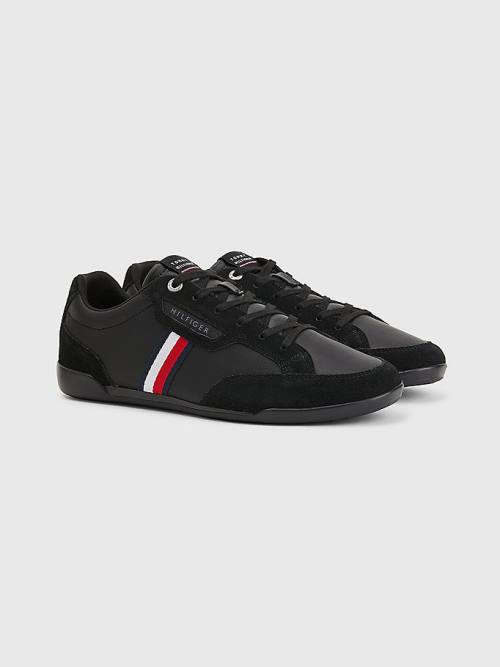 Tommy Hilfiger Signature Leather Mix Cupsole Moški Superge Črna | TH102UQF