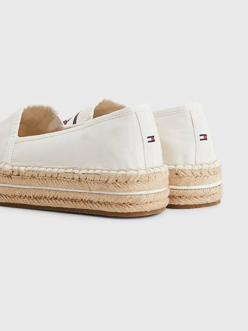 Tommy Hilfiger Signature Logo Espadrilles Ženske Loafers Bela | TH437ZBS