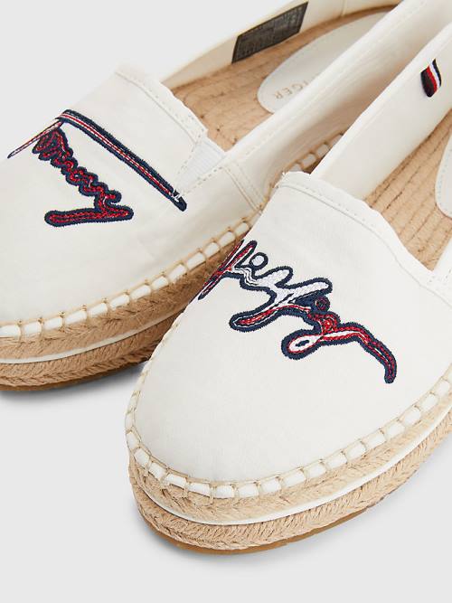Tommy Hilfiger Signature Logo Espadrilles Ženske Loafers Bela | TH437ZBS