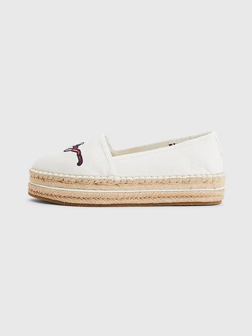 Tommy Hilfiger Signature Logo Espadrilles Ženske Loafers Bela | TH437ZBS