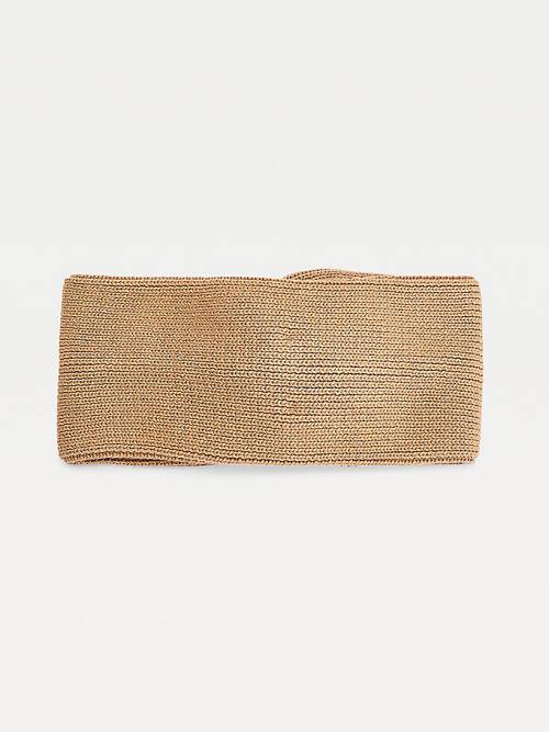 Tommy Hilfiger Signature Rib Knit Twist Headband Ženske Kapa Bež | TH901VEP