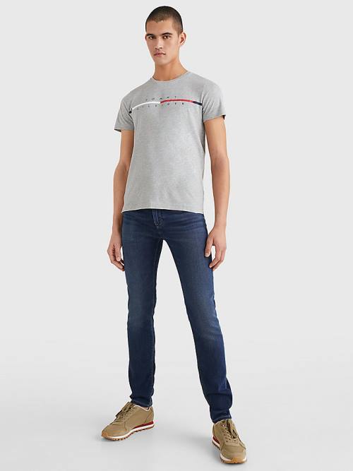 Tommy Hilfiger Signature Split Logo Moški Majice Siva | TH813DQC