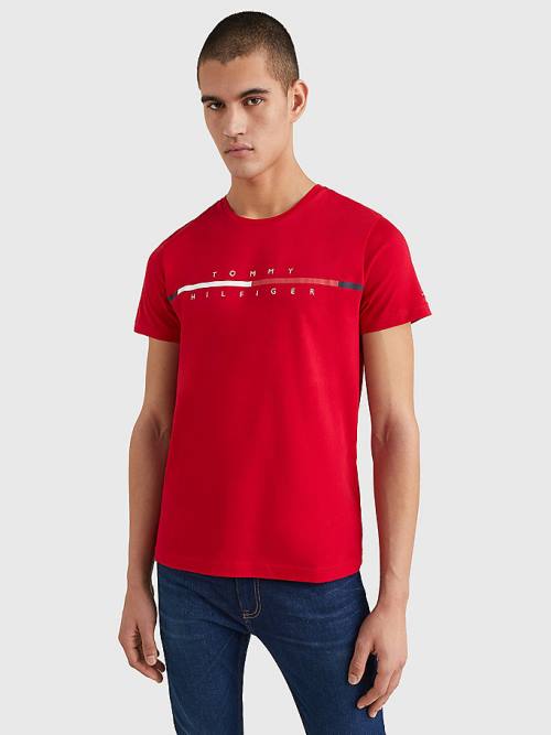 Tommy Hilfiger Signature Split Logo Moški Majice Rdeča | TH896WOB