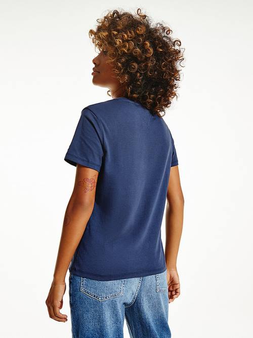 Tommy Hilfiger Single Jersey Slim Fit Ženske Majice Modra | TH064UZC