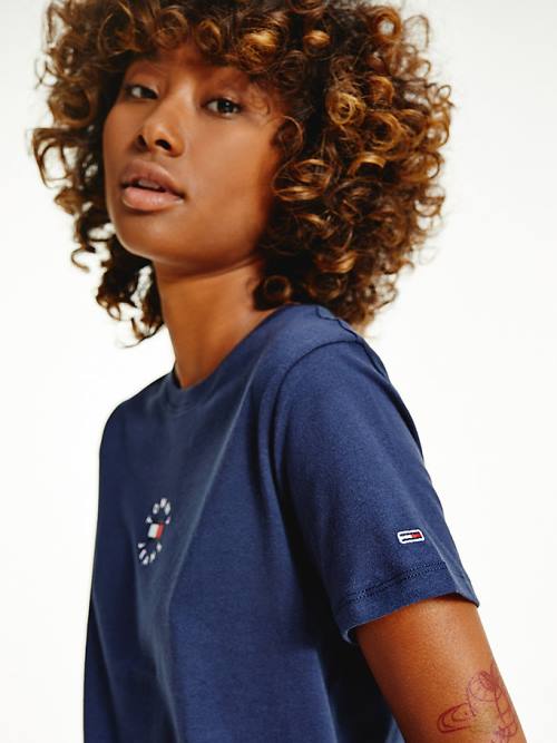 Tommy Hilfiger Single Jersey Slim Fit Ženske Majice Modra | TH064UZC