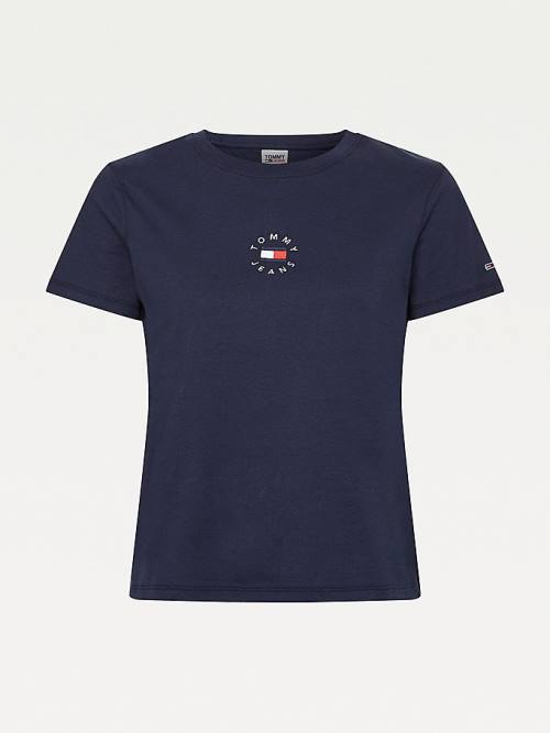 Tommy Hilfiger Single Jersey Slim Fit Ženske Majice Modra | TH064UZC