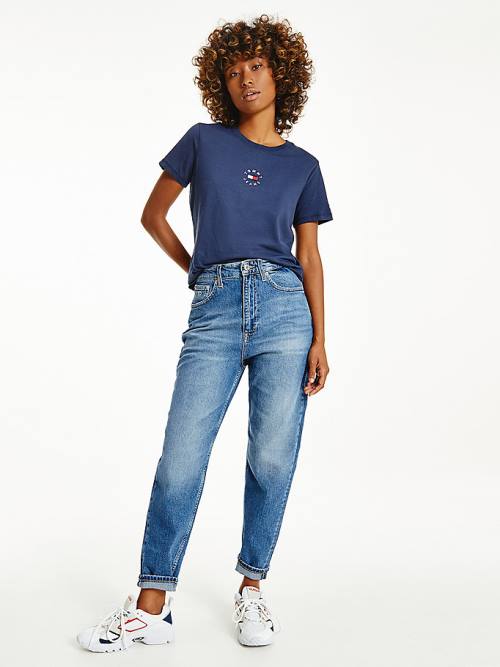 Tommy Hilfiger Single Jersey Slim Fit Ženske Majice Modra | TH064UZC