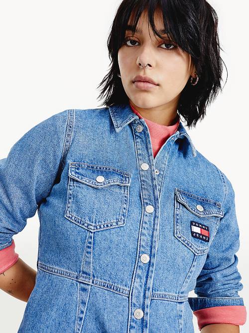 Tommy Hilfiger Slim Fit Denim Shirt Ženske Obleke Denim | TH958YPC