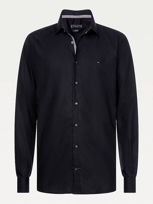 Tommy Hilfiger Slim Fit Poplin Moški Srajce Črna | TH382ZNX